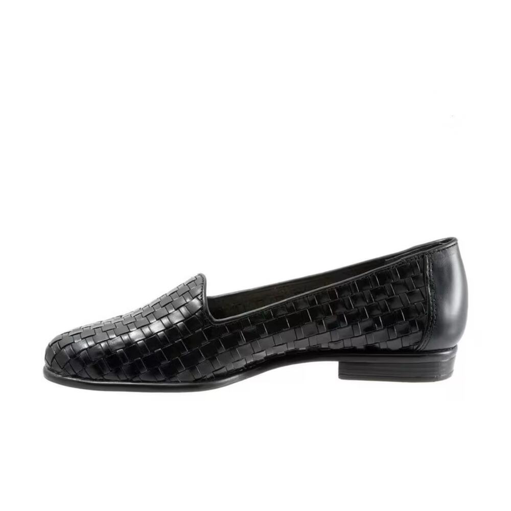 NEW TROTTERS Liz Loafers Black Woven Leather Slip-On Flats Womens 11 Wide - Picture 4 of 8